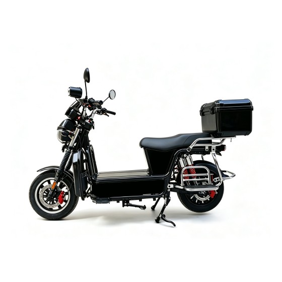 A new type of electric bicycle for household use, featuring iron sheet bikes, Golden bull headlights, square tailboxes, front and rear guardrails, and a heavy-duty model